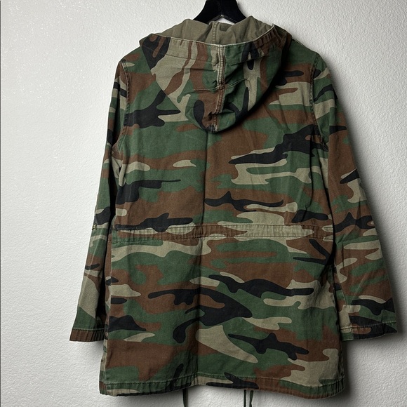 Forever 21 Camo Long Double-Breasted Utility Jacket Size L - Picture 3 of 11